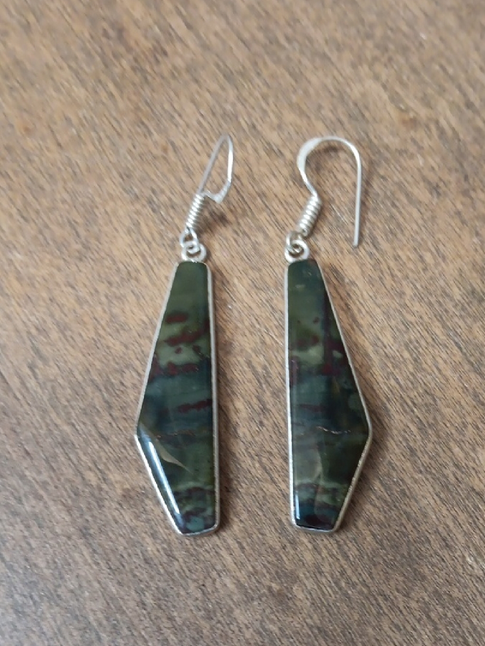 Handcrafted Green Jasper Drop Earrings -